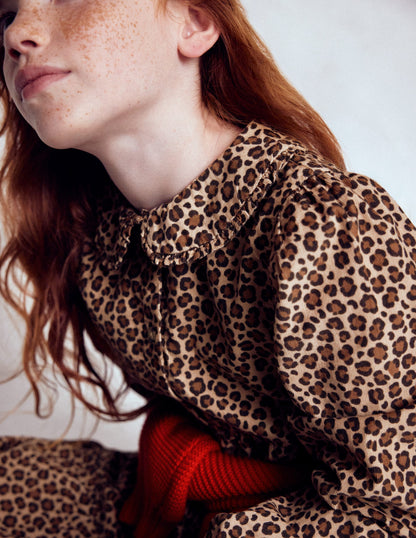Minna Gewebtes Kleid mit Kragen-Mohair, Leopardenmuster-4