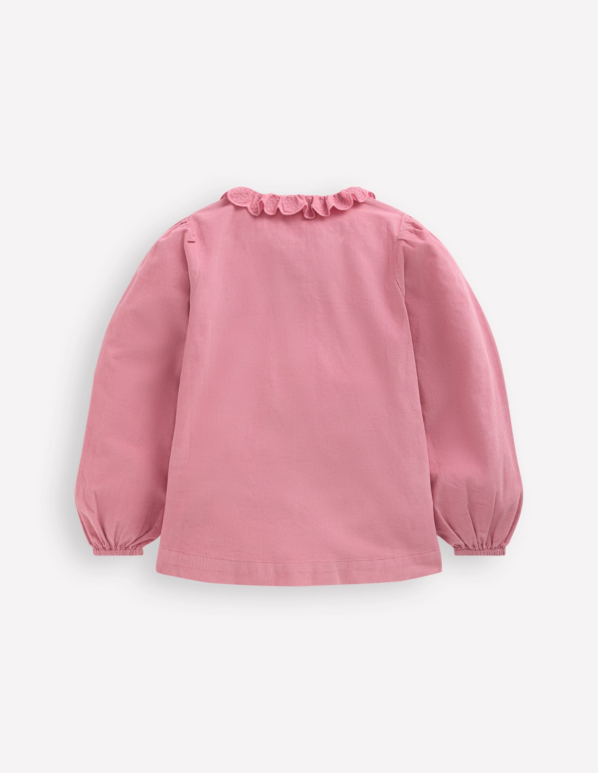 Gesmoktes Hemd mit Muschelsaum am Kragen-Rosa Cord - Image 4