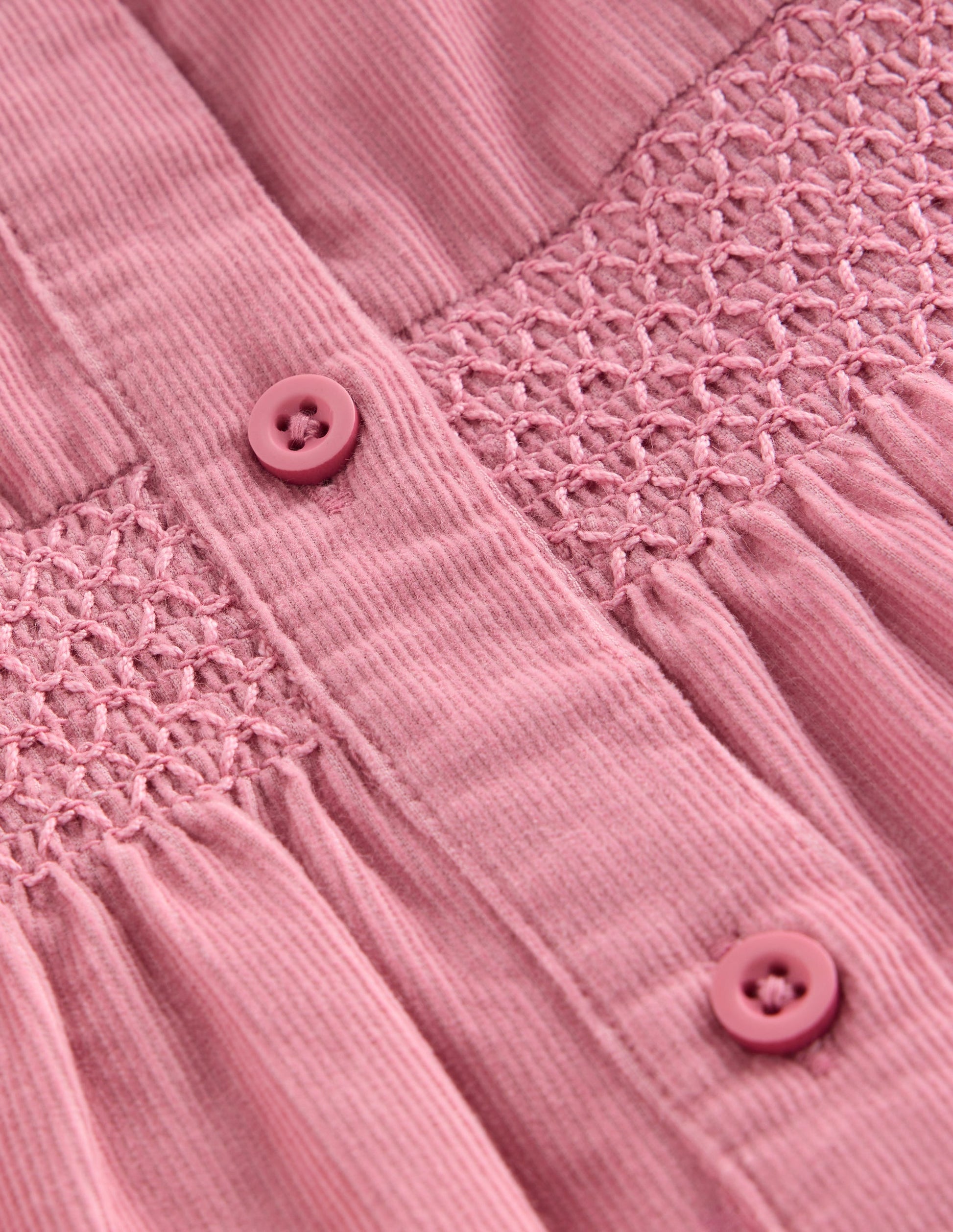 Gesmoktes Hemd mit Muschelsaum am Kragen-Rosa Cord-5