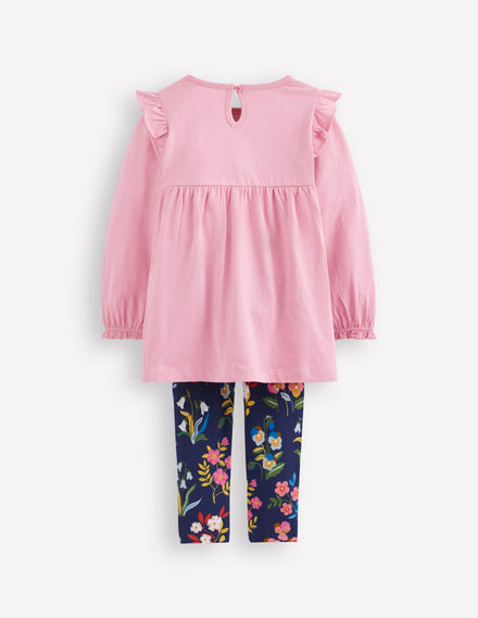 Ensemble avec tunique brodée-Rose formica