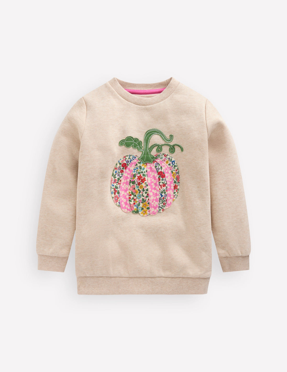 Applique Sweatshirt-Oatmeal Marl Pumpkin - Image 1