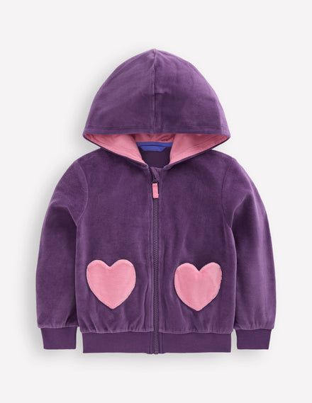 Sweat à capuche en velours-Violet mystique