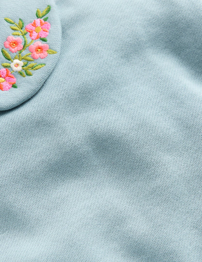 Besticktes Sweatshirt-Gletscherblau Stickerei-3