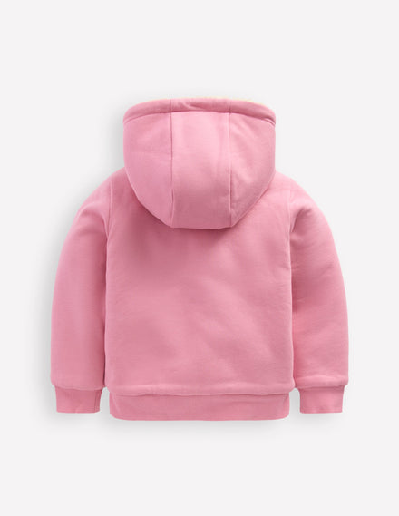 Sweat à capuche réversible en borg-Mauve vintage/bleu martin-pêcheur