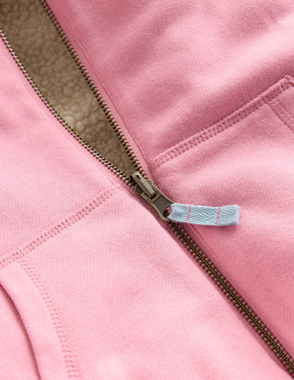 Sweat à capuche réversible en borg-Mauve vintage/bleu martin-pêcheur-3