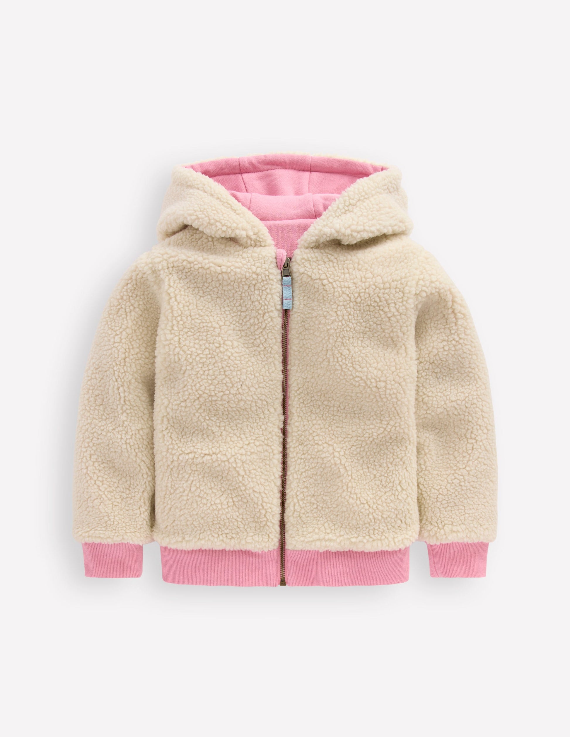 Sweat à capuche réversible en borg-Mauve vintage/bleu martin-pêcheur-4