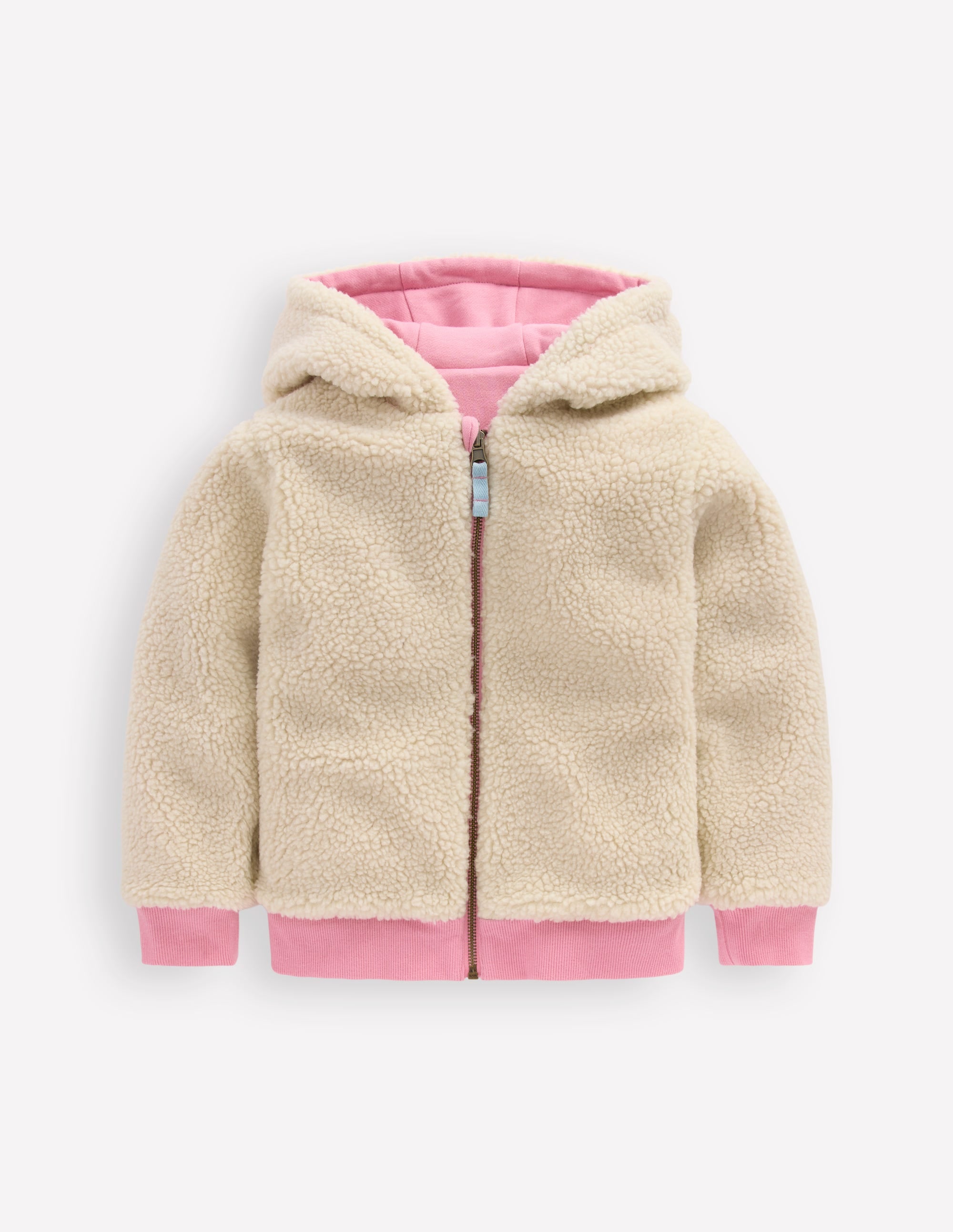Wendbarer Teddy-Kapuzenpullover-Vintage-Mauve/Eisvogelblau - Image 4