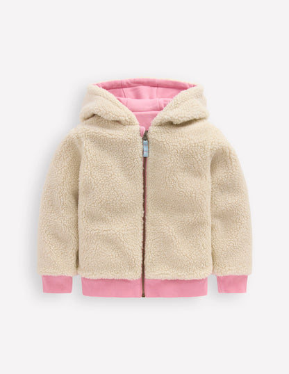 Sweat à capuche réversible en borg-Mauve vintage/bleu martin-pêcheur-4