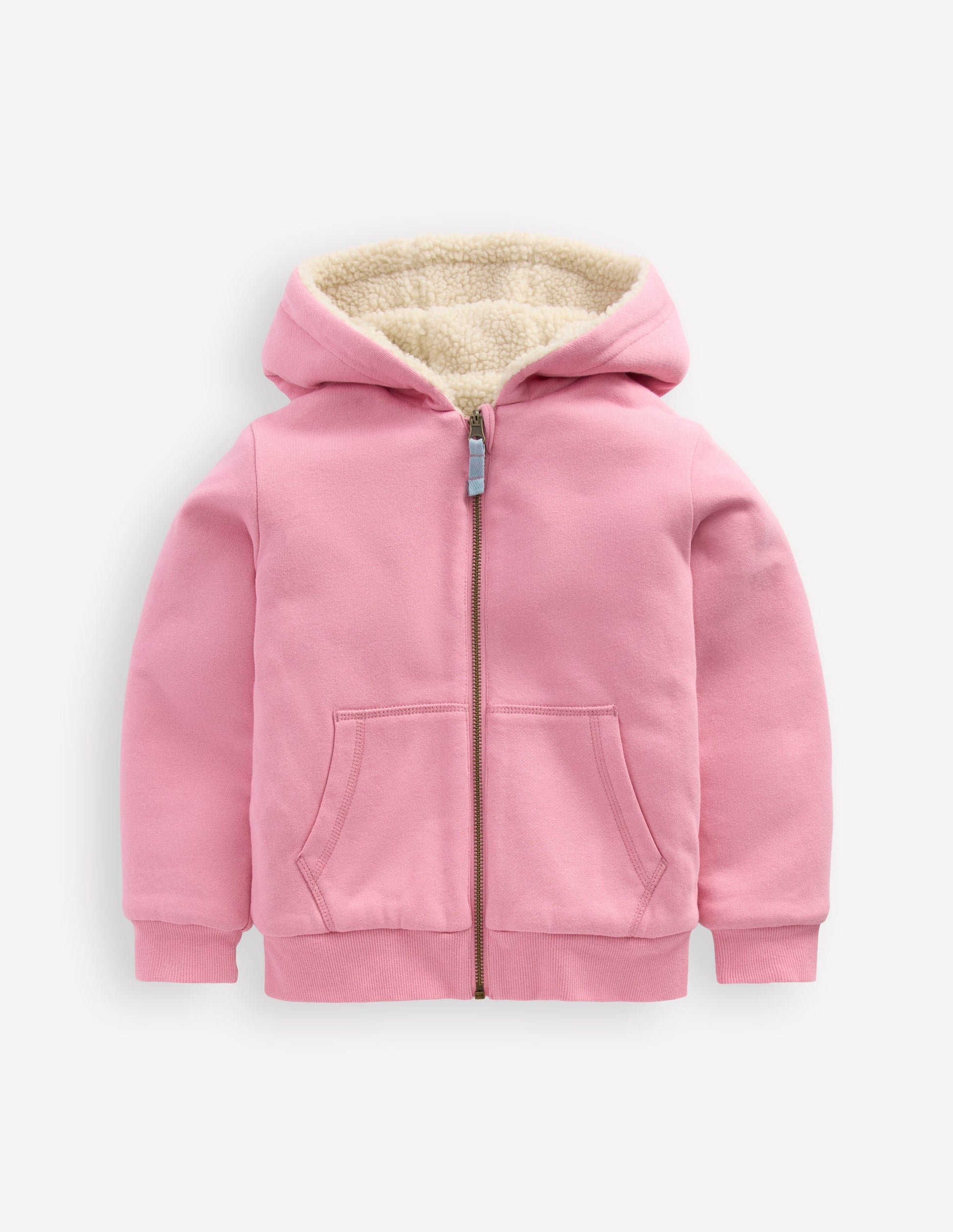 Sweat à capuche réversible en borg-Mauve vintage/bleu martin-pêcheur-1