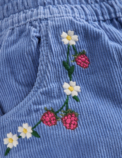 Pantalon à enfiler en velours côtelé-Bleu marée-3