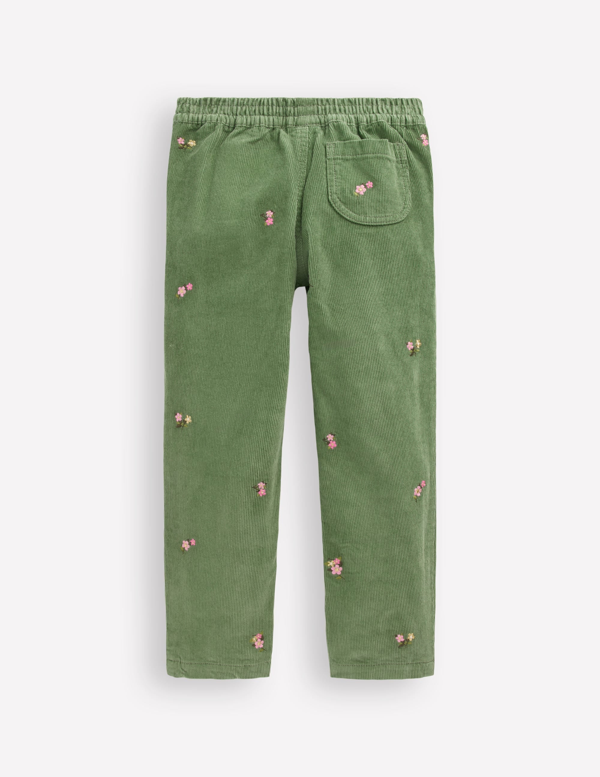 Pantalon à enfiler en velours côtelé-Brocoli vert brodé - Image 2
