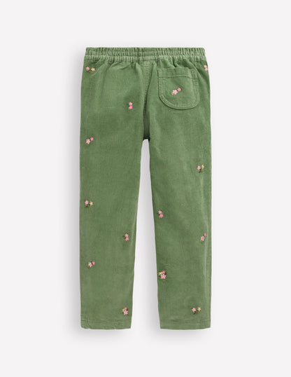 Cordhose zum Hineinschlüpfen-Brokkoligrün Stickerei-2