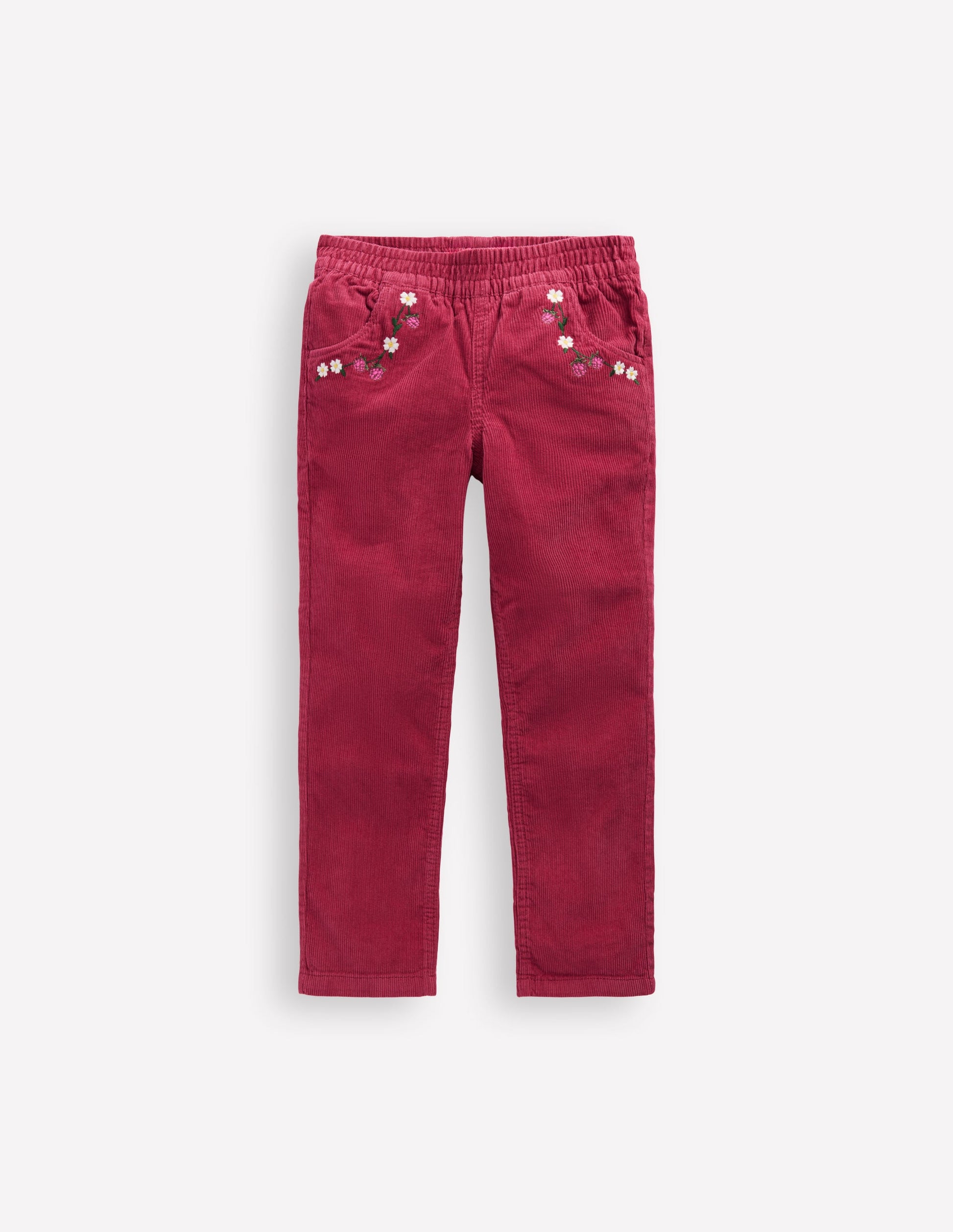 Pantalon à enfiler en velours côtelé-Bourgeon rouge-1