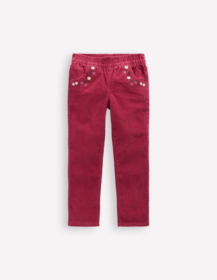 Pantalon à enfiler en velours côtelé-Bourgeon rouge