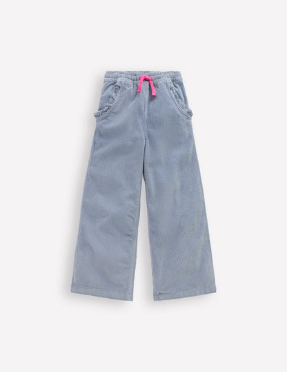 Pantalon décontracté en velours côtelé-Bleu-1