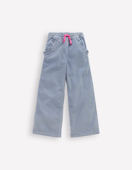 Pantalon décontracté en velours côtelé-Bleu