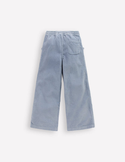 Pantalon décontracté en velours côtelé-Bleu