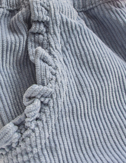 Pantalon décontracté en velours côtelé-Bleu-3