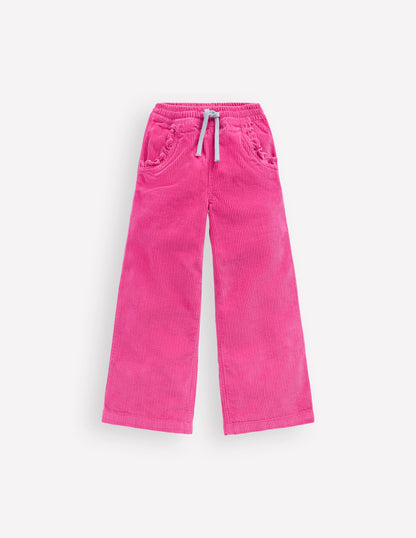 Pantalon décontracté en velours côtelé-Rose Framboise-1