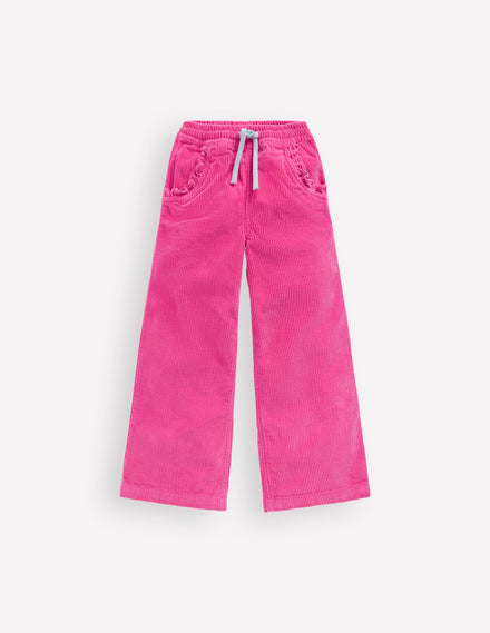 Pantalon décontracté en velours côtelé-Rose Framboise