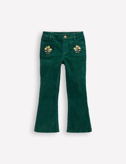 Pantalon évasé-Émeraude nocturne-3