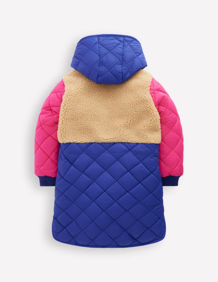Manteau long cosy-Colourblock léopard