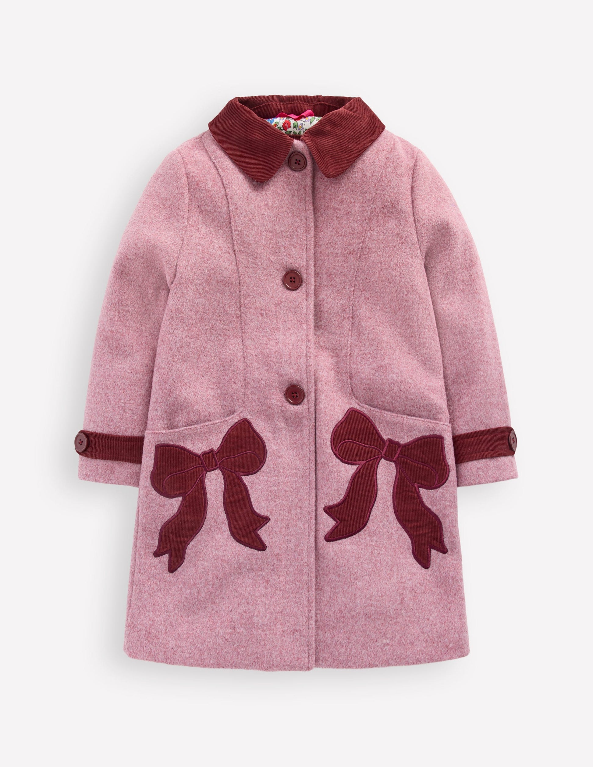 Mantel aus Wollmischung-Rosa Schleier Schleifen-1