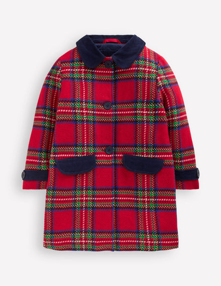 Manteau en laine mélangée-Carreaux rouges