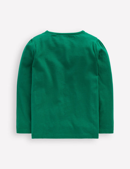 T-Shirt mit Puffärmeln und Applikation-Grün Eule-2