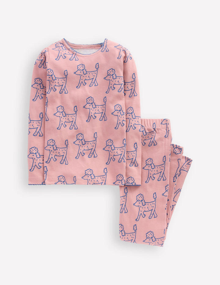 Snug Long John Pyjamas-Pink Poodles