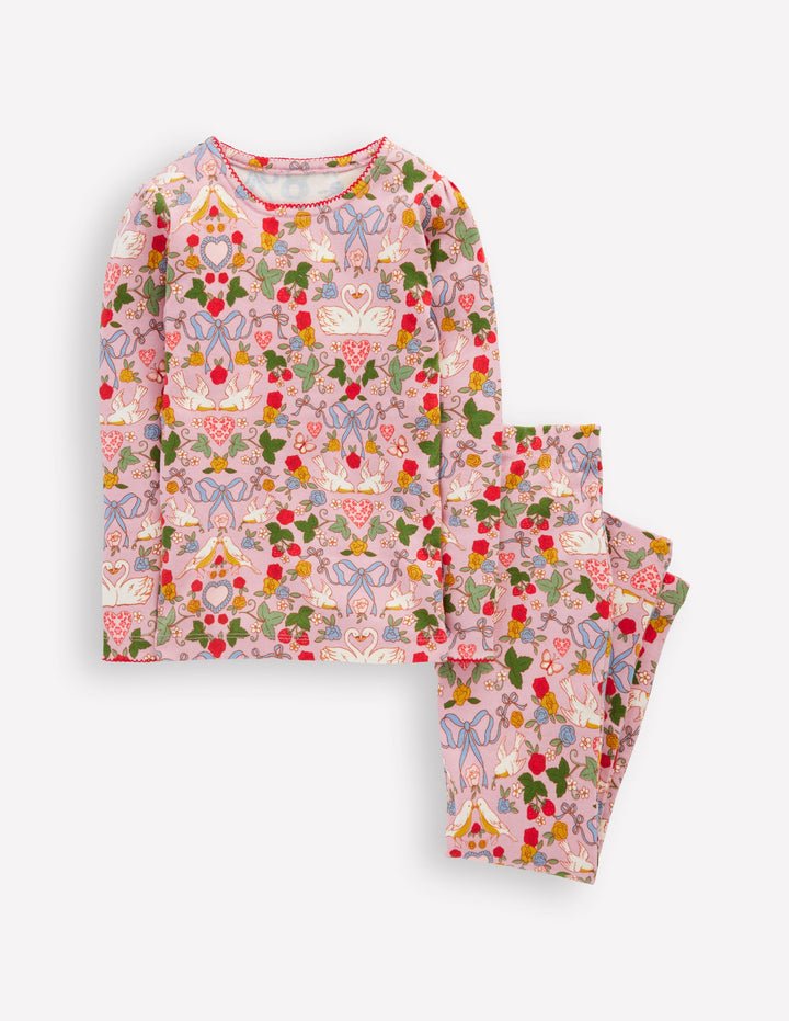 Snug Long John Pyjamas-Pink Swan