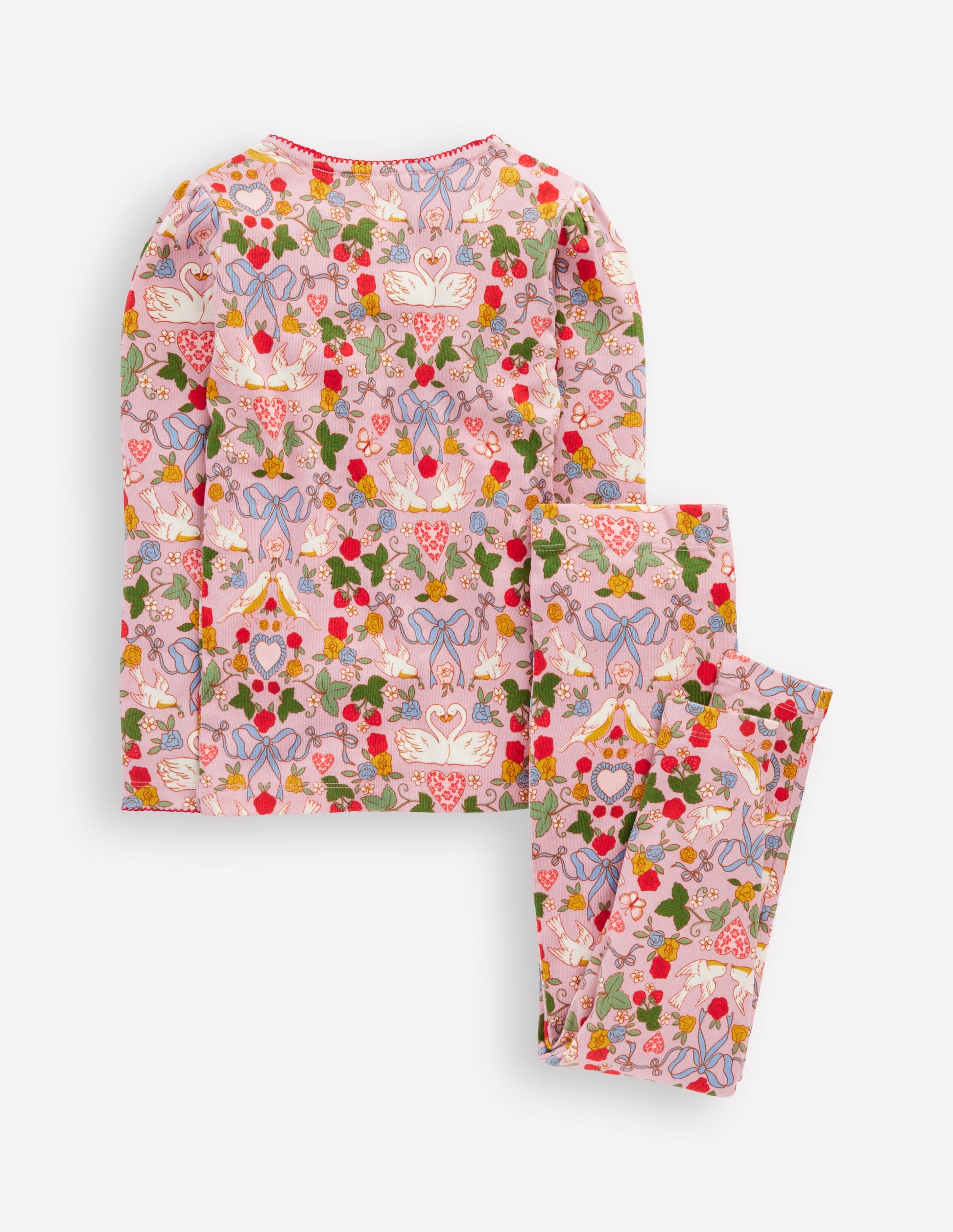 Eng anliegender, langer Schlafanzug-Rosa Schwan-2