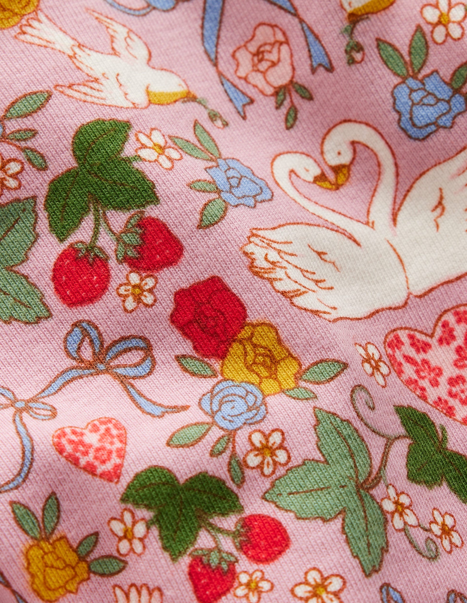 Eng anliegender, langer Schlafanzug-Rosa Schwan-3
