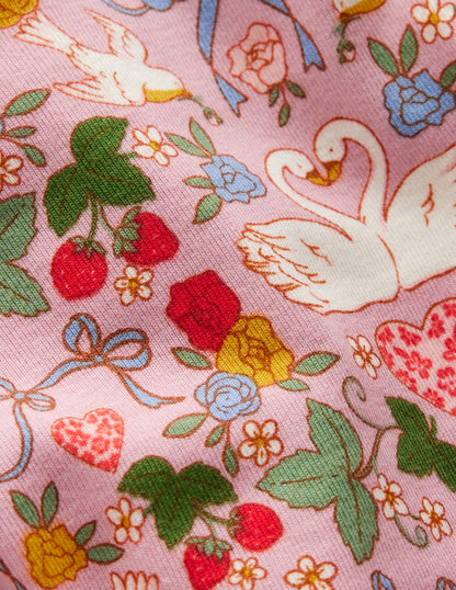 Eng anliegender, langer Schlafanzug-Rosa Schwan-3