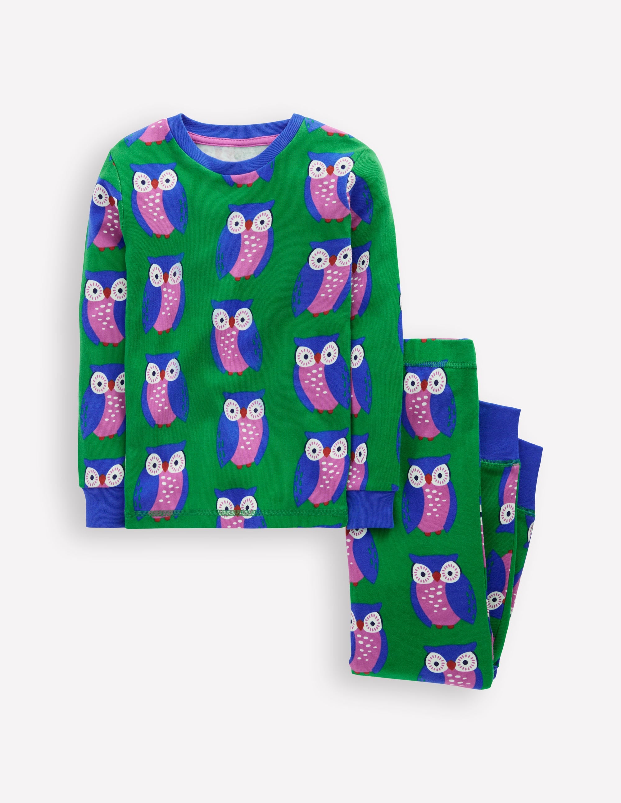 Pyjama phosphorescent douillet-Motif Geo Owls vert tambourin - Image 1