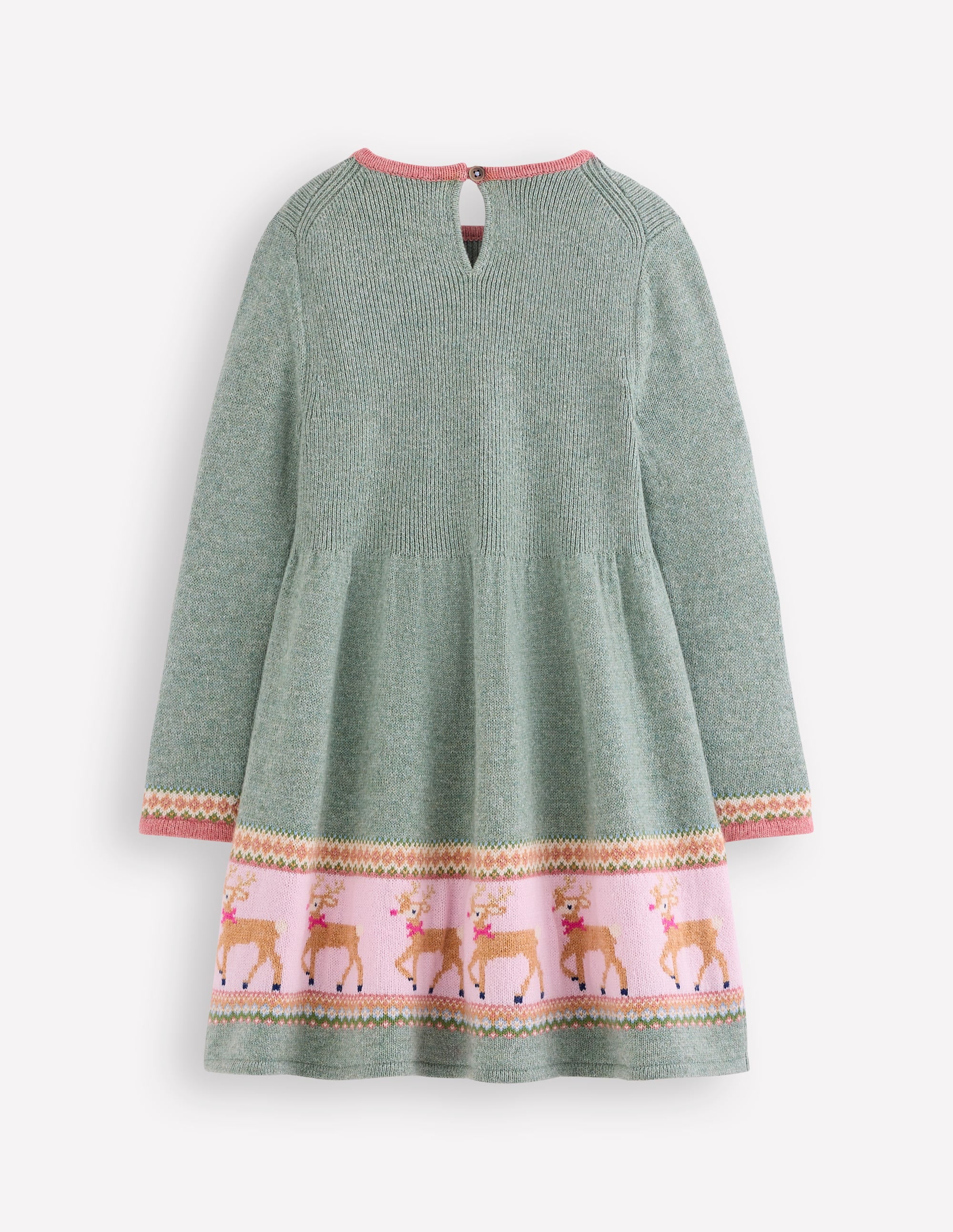 Fair-Isle-Strickkleid-Eukalyptus Rentier Fair-Isle - Image 2