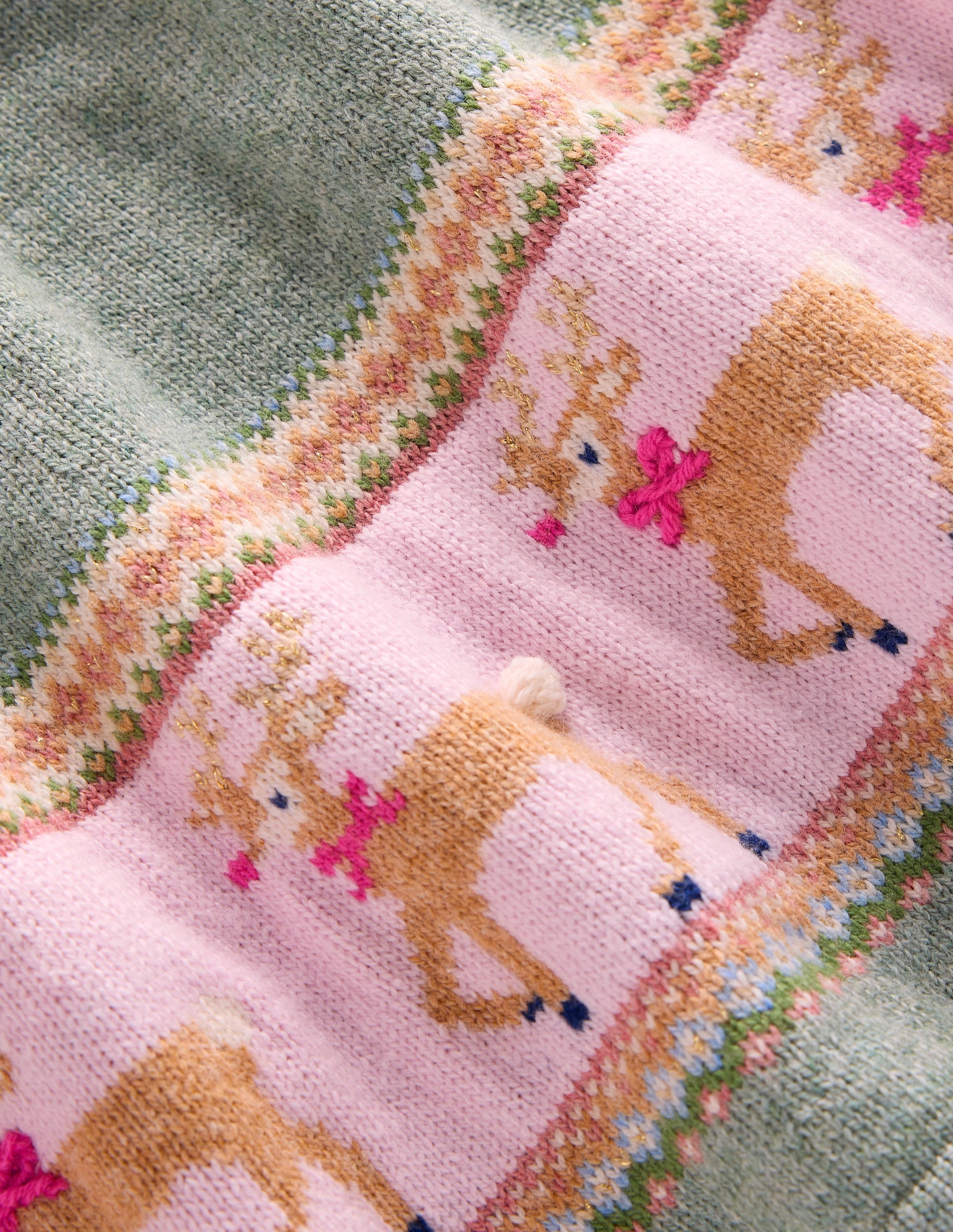 Fair-Isle-Strickkleid-Eukalyptus Rentier Fair-Isle - Image 3
