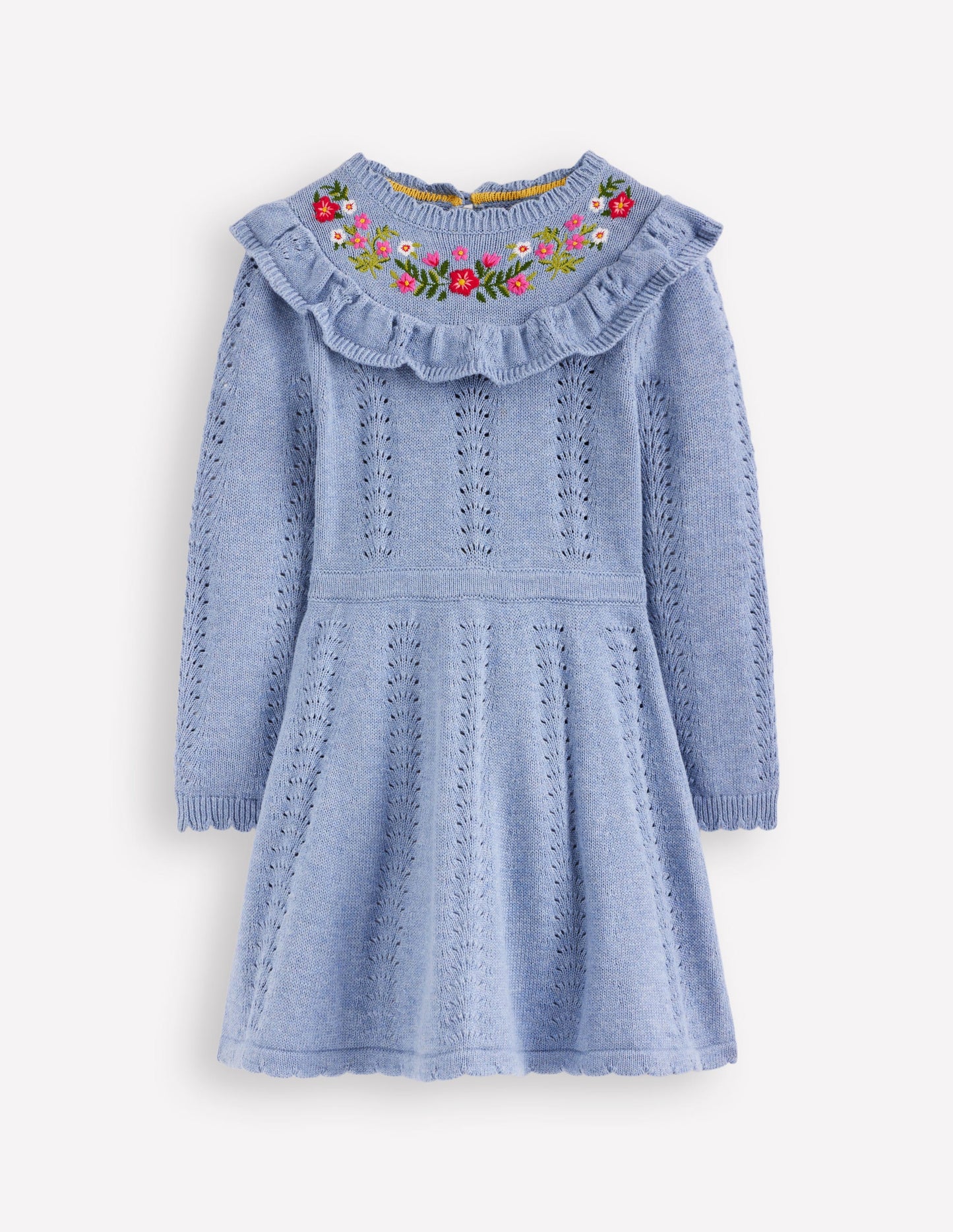 Pointelle-Strickkleid-Gletschersee Meliert
