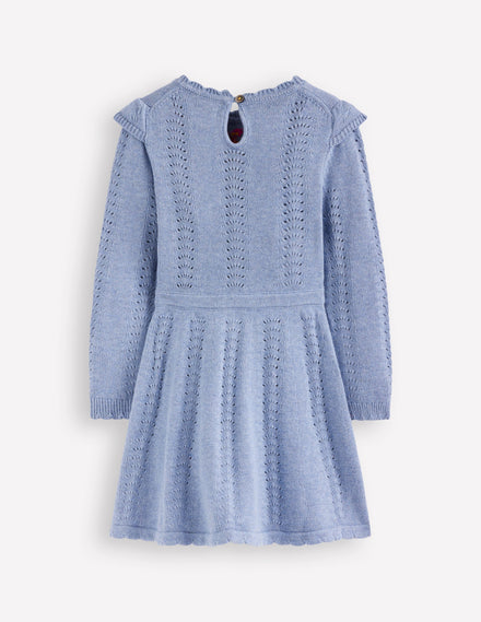 Pointelle-Strickkleid-Gletschersee Meliert