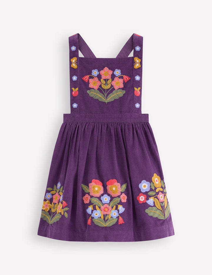 Besticktes Schürzenkleid-Mystisches Violett Stickerei