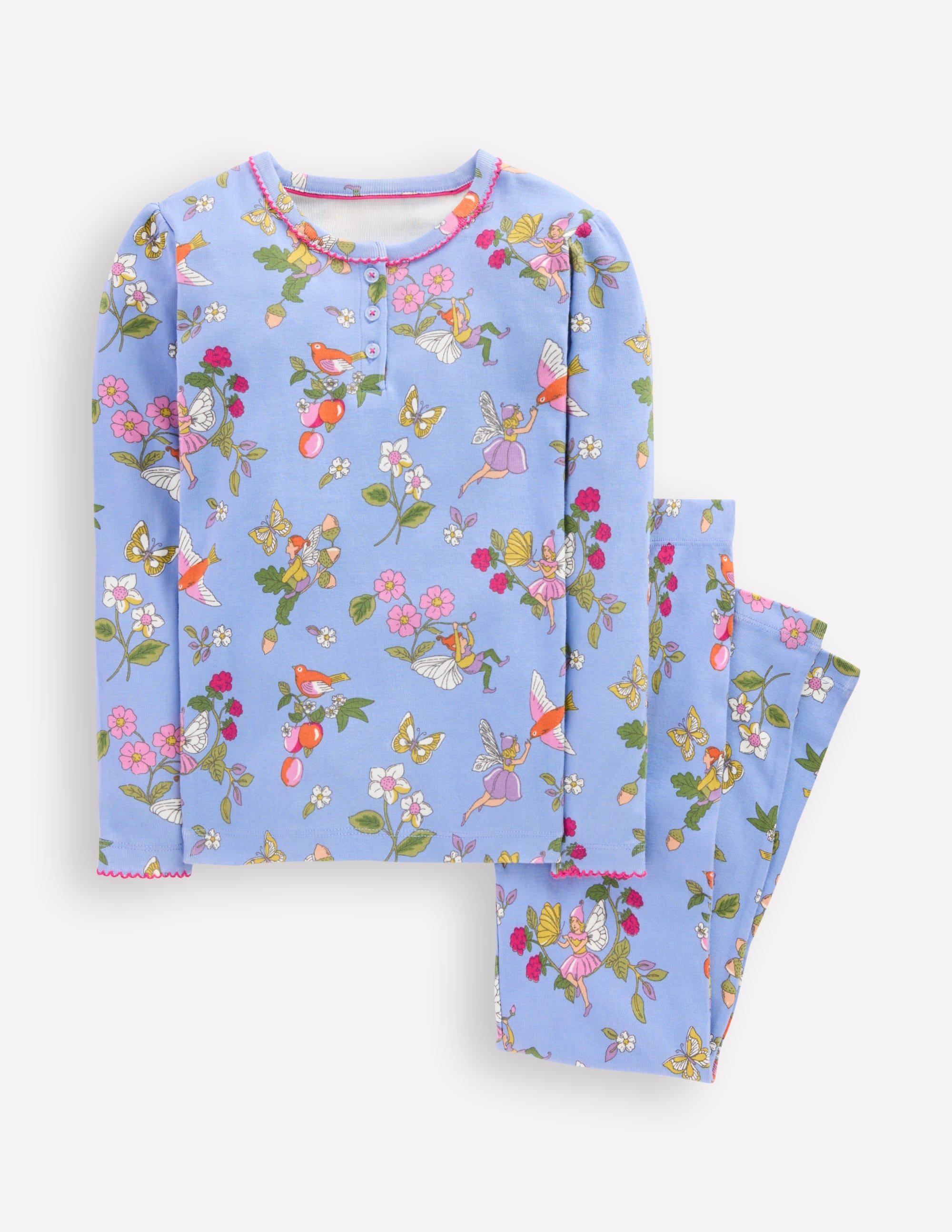 Eng anliegender Henley-Schlafanzug-Gletscherblau Fee-Design - Image 1
