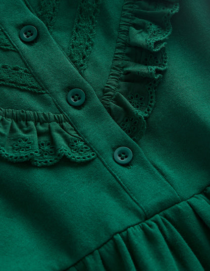 Robe-sweat à détails en dentelle-Émeraude nocturne-7