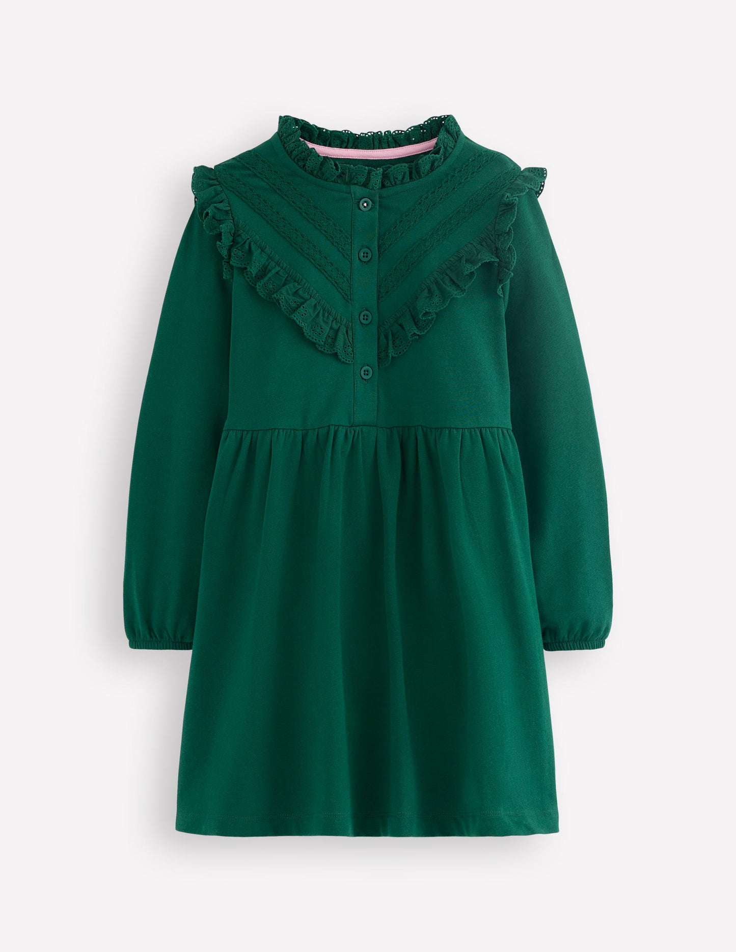 Robe-sweat à détails en dentelle-Émeraude nocturne