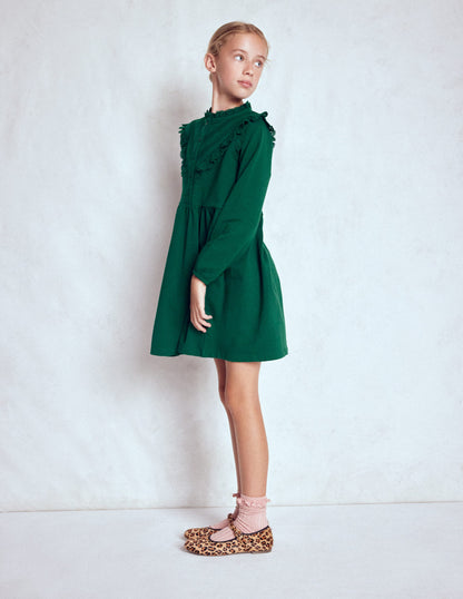 Robe-sweat à détails en dentelle-Émeraude nocturne-3