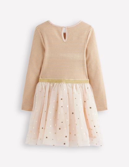 Kleid aus Tüll-Mix zum Herumwirbeln-Sanftes Naturweiß/Goldkonfetti-2