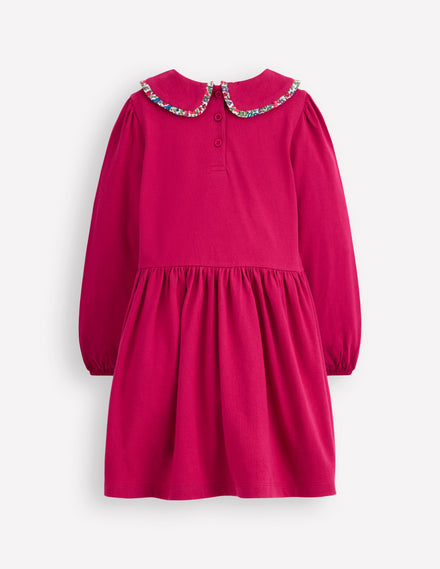 Hübsches Jerseykleid mit Applikation-Kirschkonfitüre Pferde