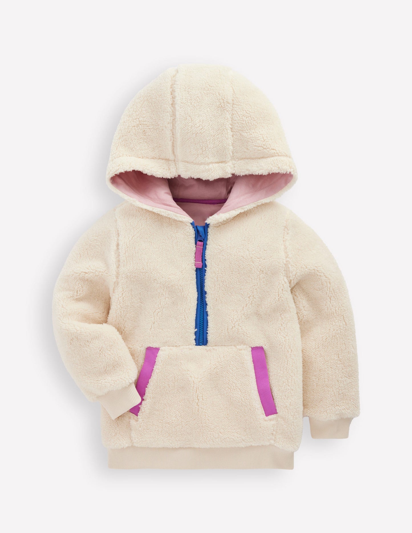 Fleece-Kapuzenpullover-Beige
