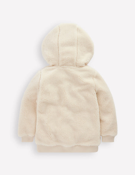 Fleece-Kapuzenpullover-Beige