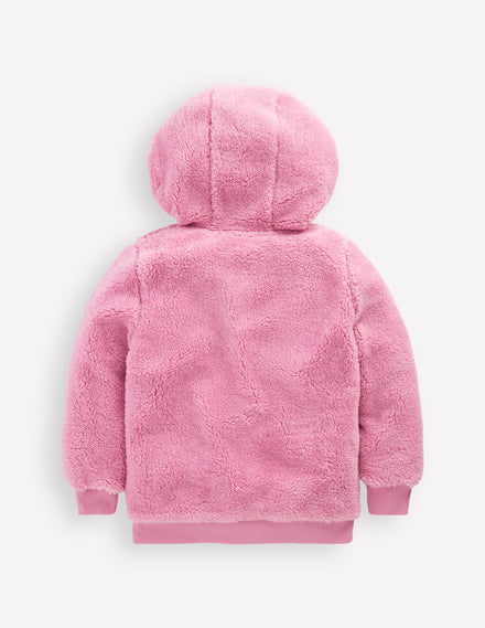 Fleece-Kapuzenpullover-Rosa Schleier