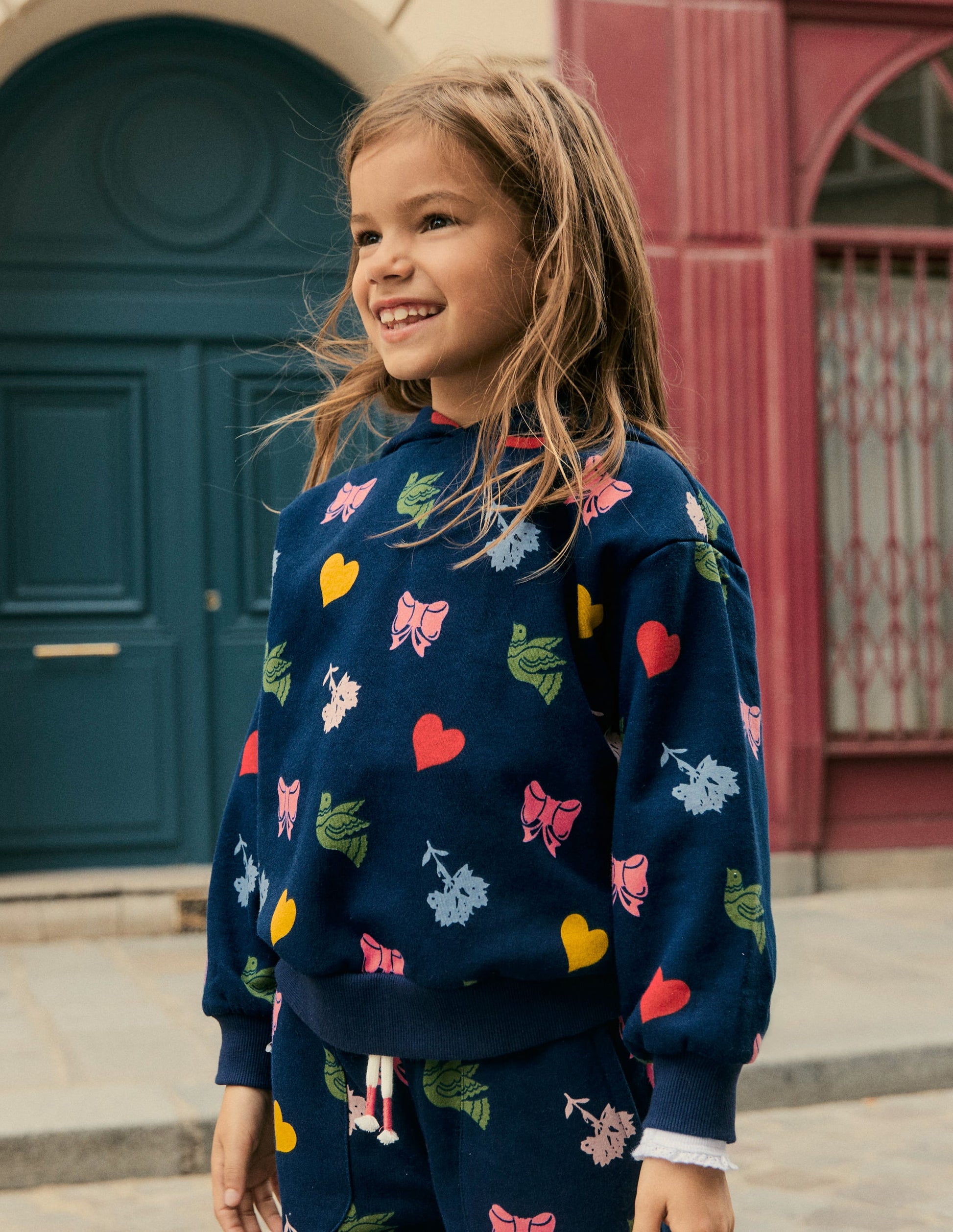 Bedruckter Kapuzenpullover-Schuluniform-Marineblau Festtagsstimmung-1